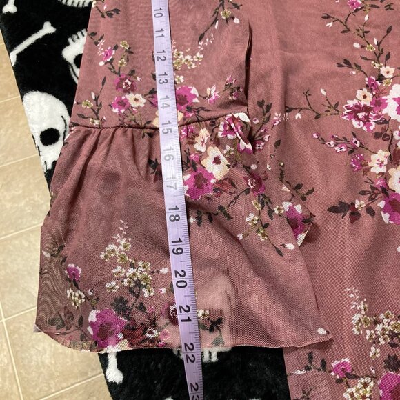 VERVE AMI Mauve long bell sleeve mesh overlay plus size blouse ~ XL XXL 2X shirt - Picture 9 of 13